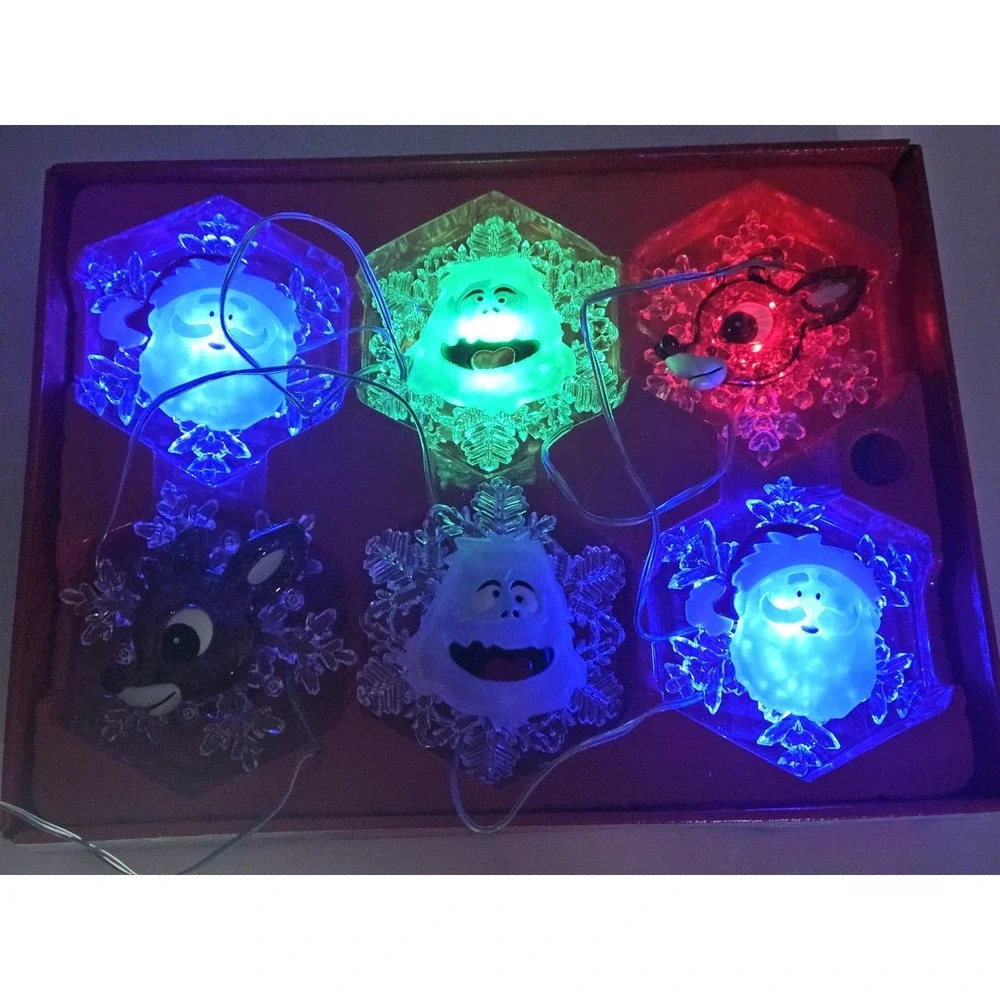 Rudolph Red Nosed Reindeer Musical String Lights 6 Count LED Color Changing